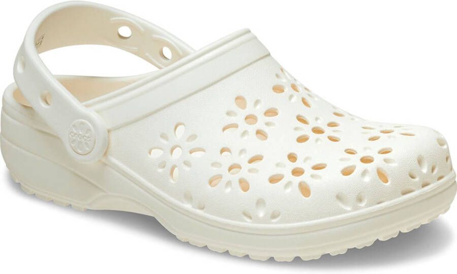 Crocs Classic Floral Cut Out T Klompen Wit