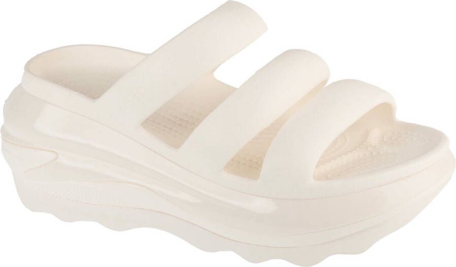 Crocs Classic Mega Crush Tripe Strap Vrouwen Wit Slippers
