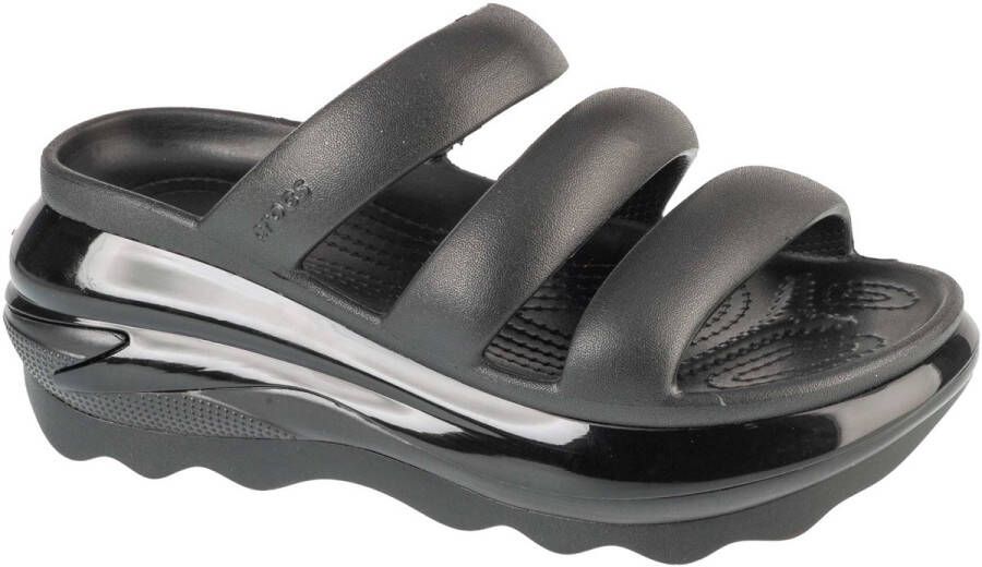Crocs Classic Mega Crush Tripe Strap Vrouwen Zwart Slippers