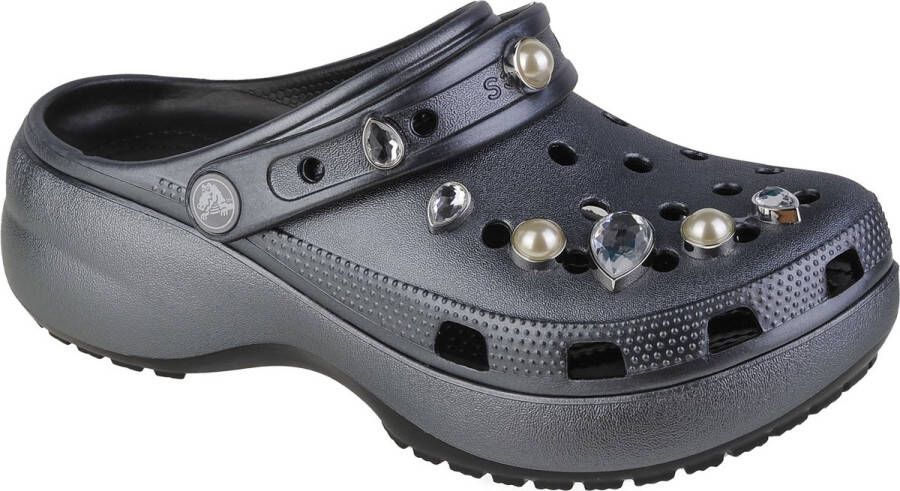 Crocs Classic Platform Crystals Pearls Clog 208342-001 Vrouwen Zilver Slippers - Foto 4