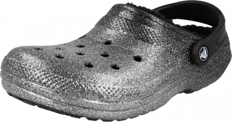 Crocs Classic Glitter Lined Clog Zwart zilver M4 W6