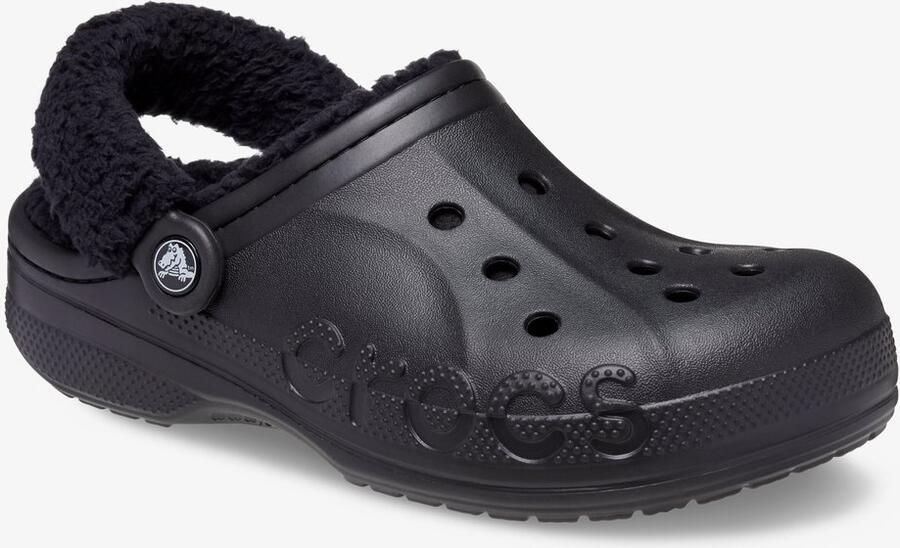 Crocs Baya Lined Fuzz Strap dames klompen zwart Clogs