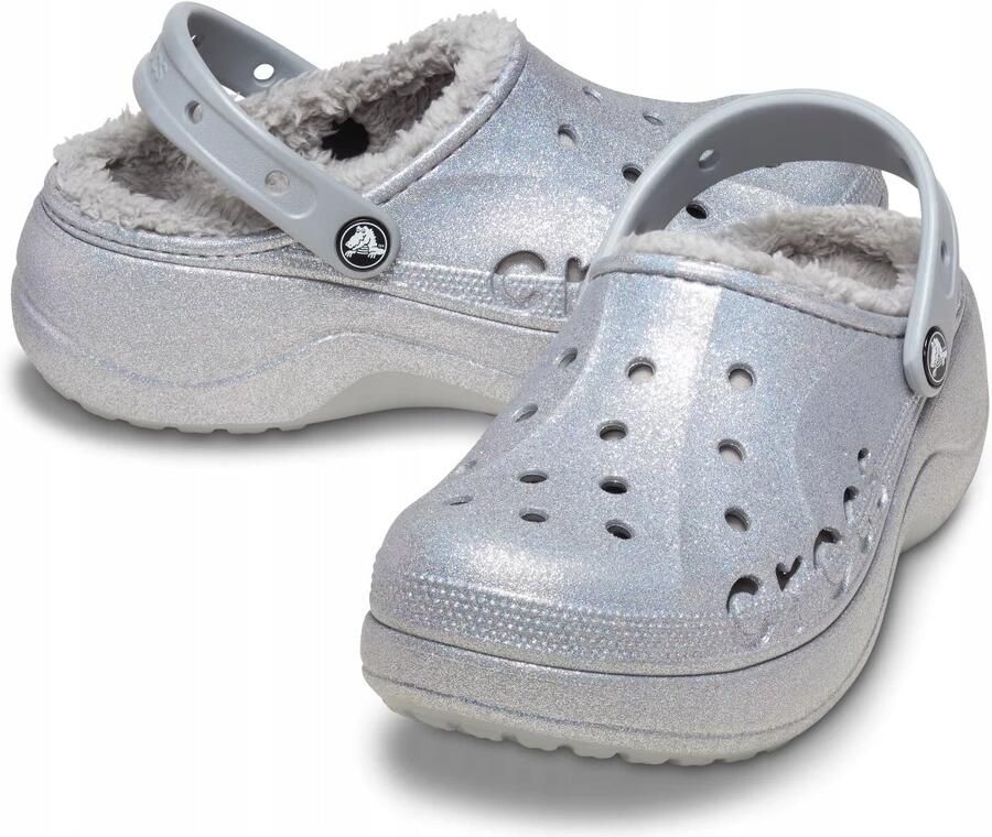 Crocs Baya Platform Ocieplane Glitter Klompen Vrouw Lichtgrijs Multikleur