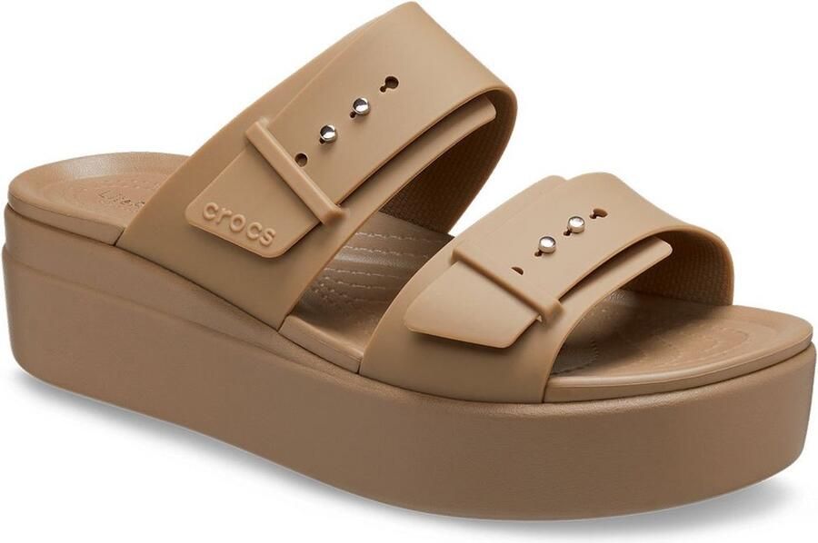 Crocs Brooklyn Buckle Low Wedge Sandalen Groen Vrouw