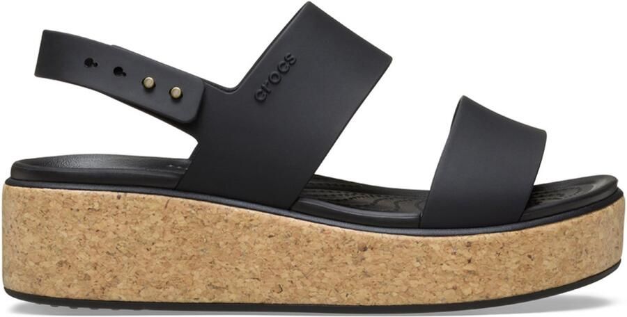 Crocs Sleehaksandaaltjes Brooklyn Cork Low Wedge plateausandaal zomerschoen met kurkplateau
