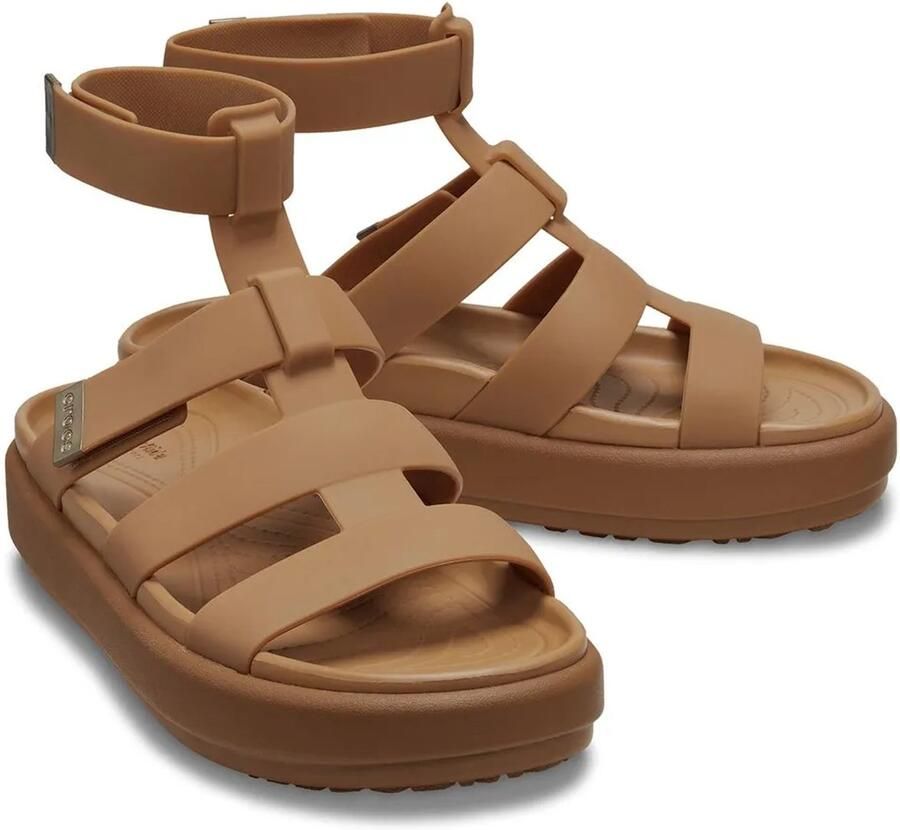 Crocs Brooklyn Luxe Gladiatoren Sandaal 41-42 TAN TAN Comfortabele Wedge - Foto 2