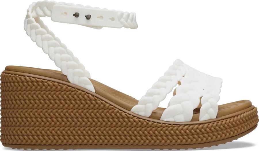 Crocs Brooklyn Woven Ankle Strap Wedge Chalk US W9
