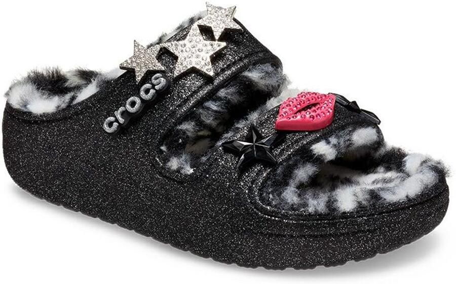 Crocs Classic Cozzzy Disco Glitter Sandalen Zwart Multi US M5 W7 - Foto 2