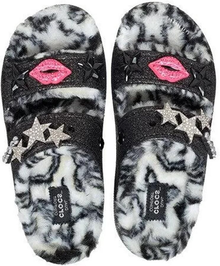 Crocs Classic Cozzzy Disco Glitter Sandalen Zwart Multi US M5 W7