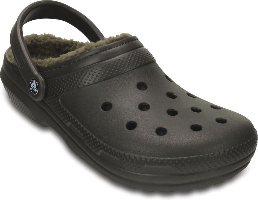Crocs Classic Fuzz Lined Clog Slippers Unisex bruin