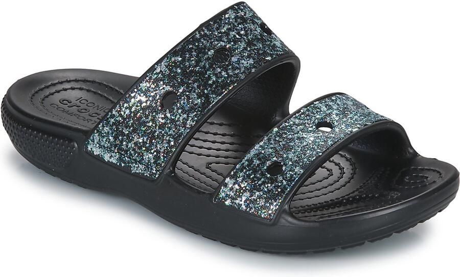 Crocs Classic Glitter II Sandalen Dames Zwart Comfortabel Antibacterieel
