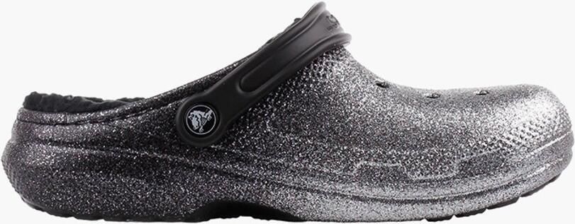 Crocs Classic Glitter Lined Clog Zwart Zilver US M11