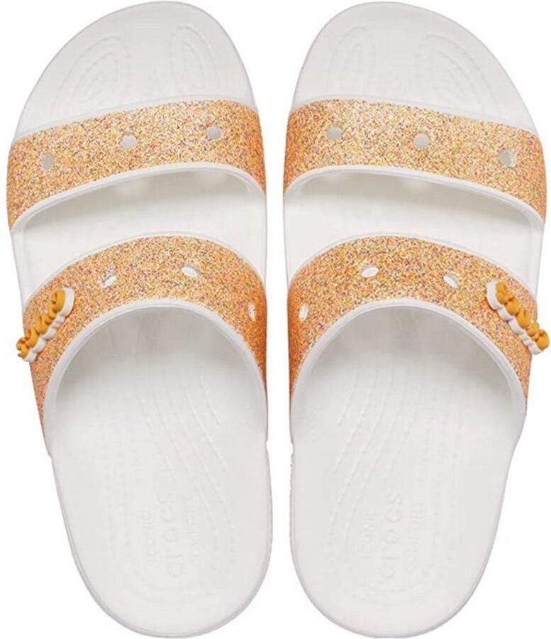 Crocs Classic Glitter Sandalen Wit Oranje US M9 W11
