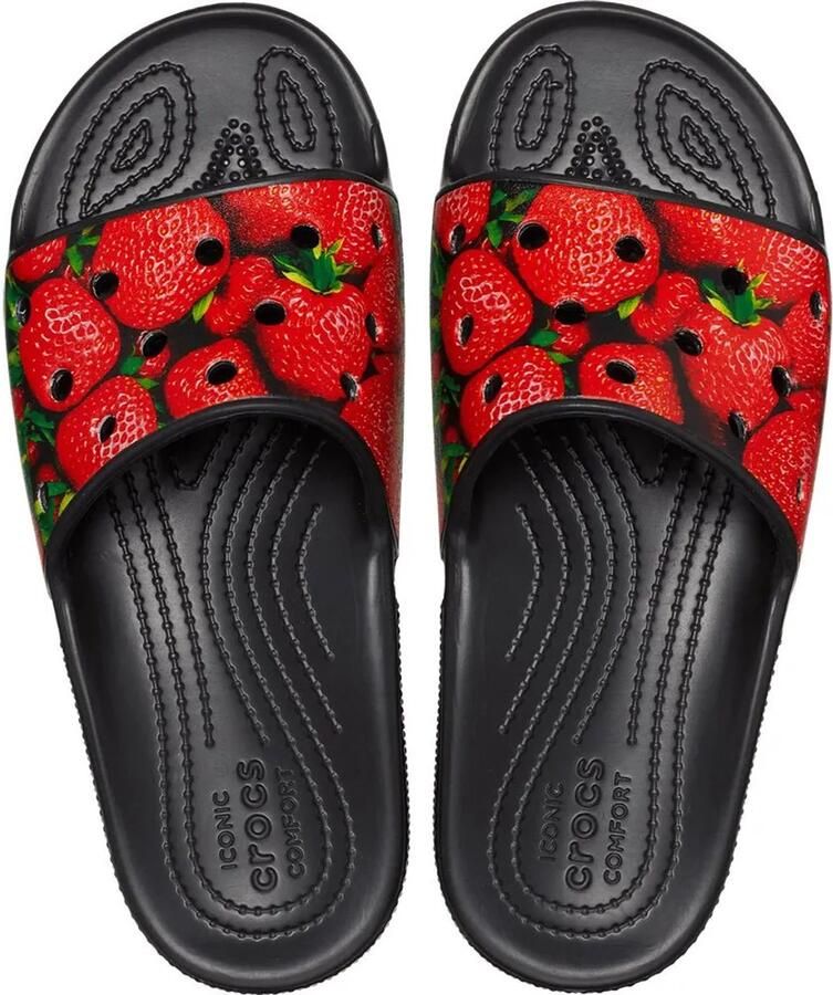 Crocs Classic Hyperreal Slide Rood Zwart US M8 W10