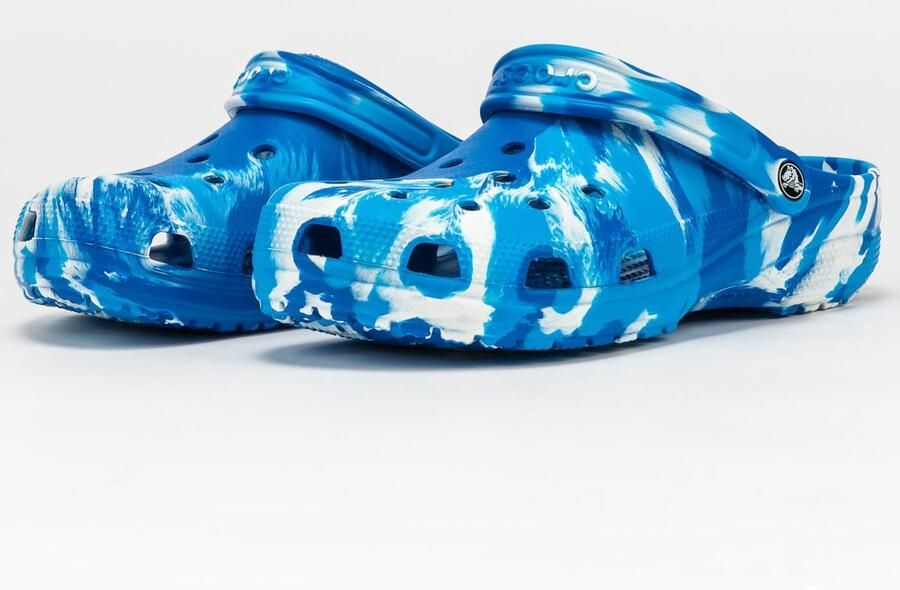 Crocs Classic Kinder Marbled Clog in Blauw Wit