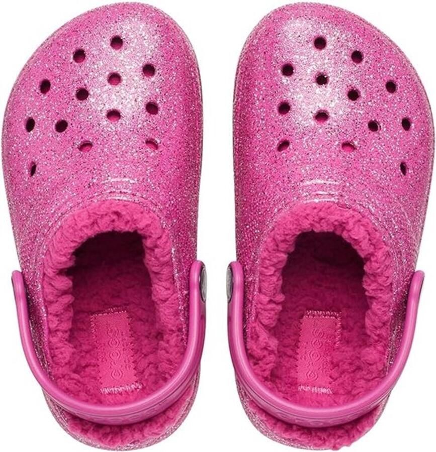 Crocs Classic Lined Glitter Clog Kids Fuchsia Fun Multi US
