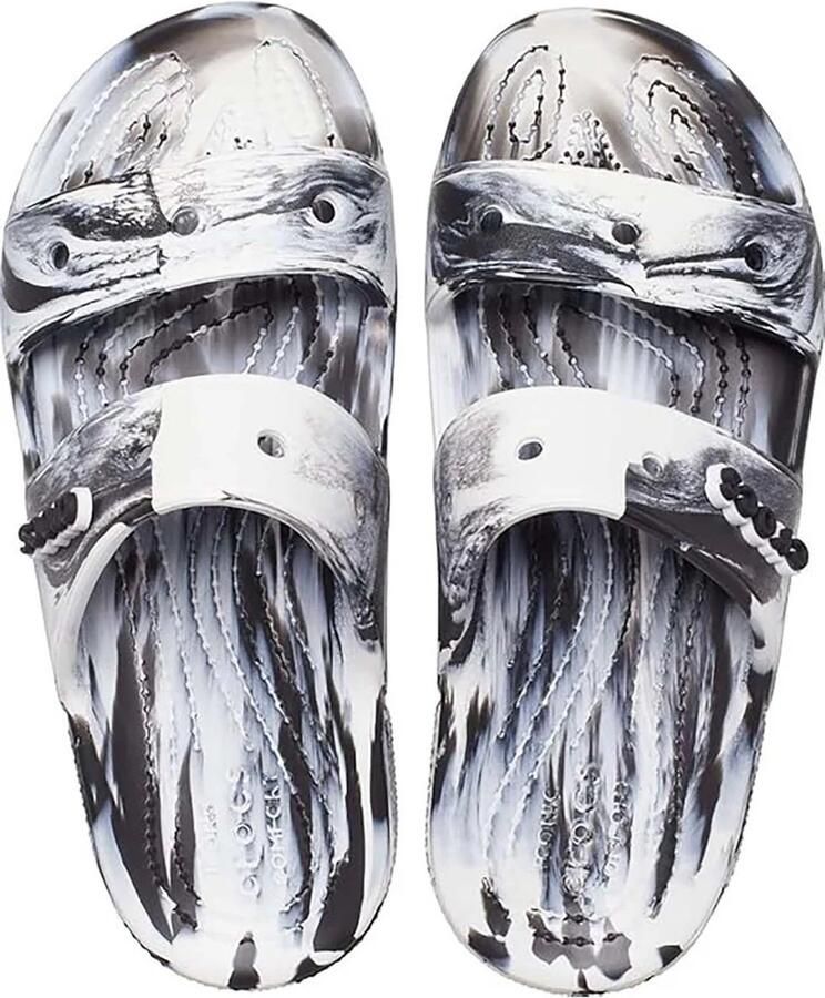 Crocs Classic Marbled Sandalen Wit Zwart Croslite Materiaal Lichtgewicht