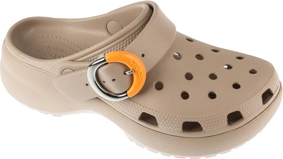 Crocs Classic Platform Dipped Buckle Clog Vrouwen Beige Slippers