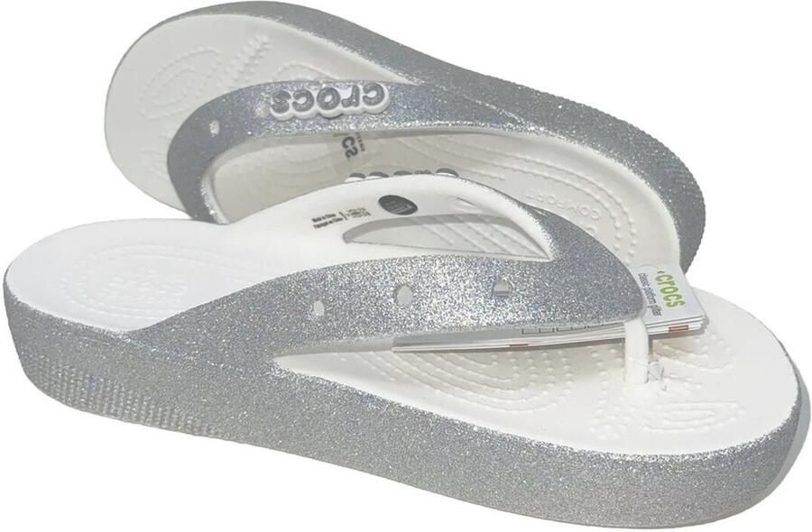 Crocs Classic Platform Glitter Flip Wit 38 39 US W8