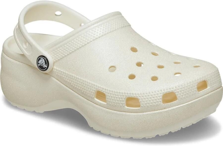 Crocs Classic Platform Glitter Klompen Beige Vrouw