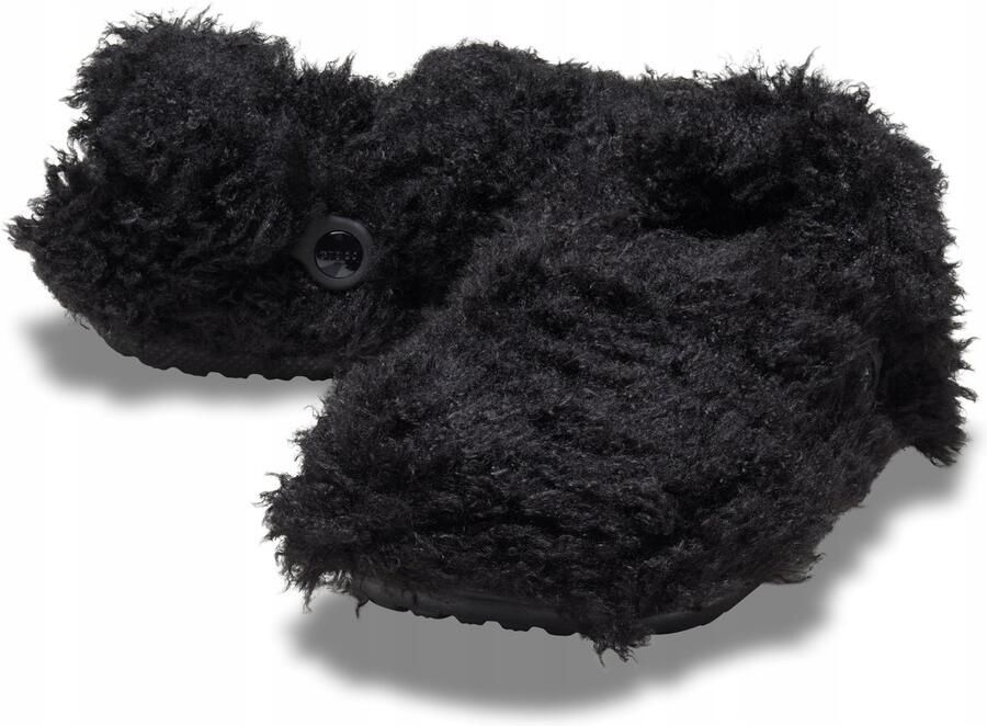 Crocs Classic Shaggy Fur Lined Clog Dames Pantoffel Zwart