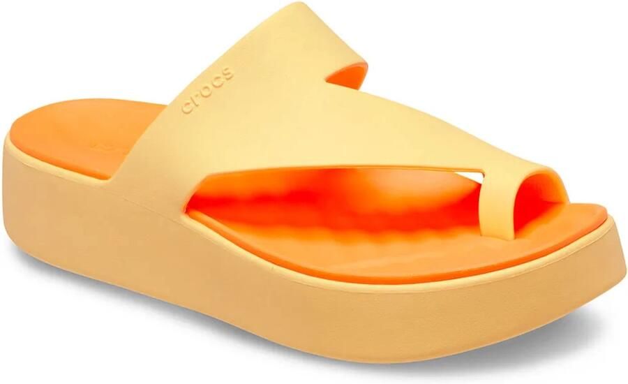 Crocs Getaway Platform Toe Loop Slippers Geel Oranje Vrouw