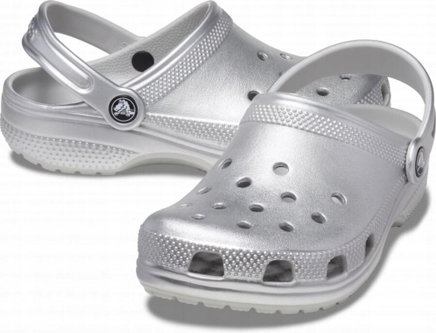 Crocs Classic Metallic Clog Kinderen Zilverkleurig