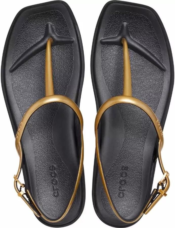 Crocs Miami Metallic Thong Flip Zwart Goud