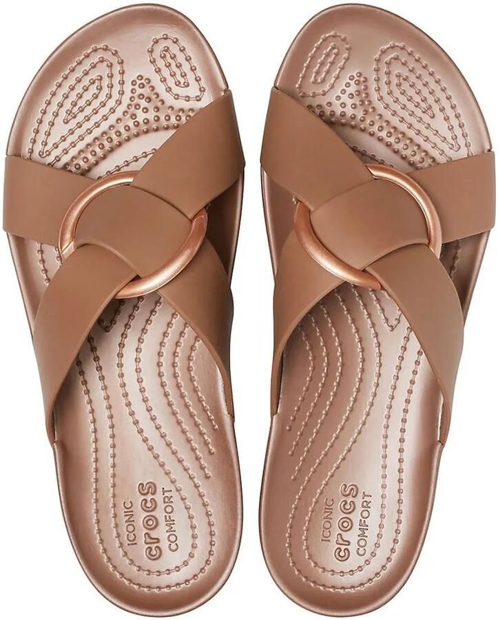 Crocs Serena Cross Band Slide Bronze