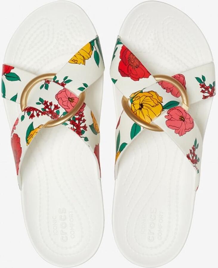 Crocs Serena Printed Crossband Floral White US W4