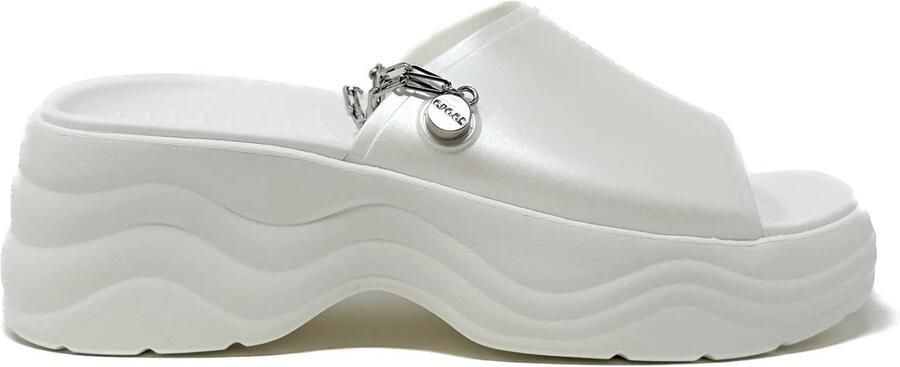 Crocs Skyline Shimmer Serie Platte Dames Slippers W9 Wit