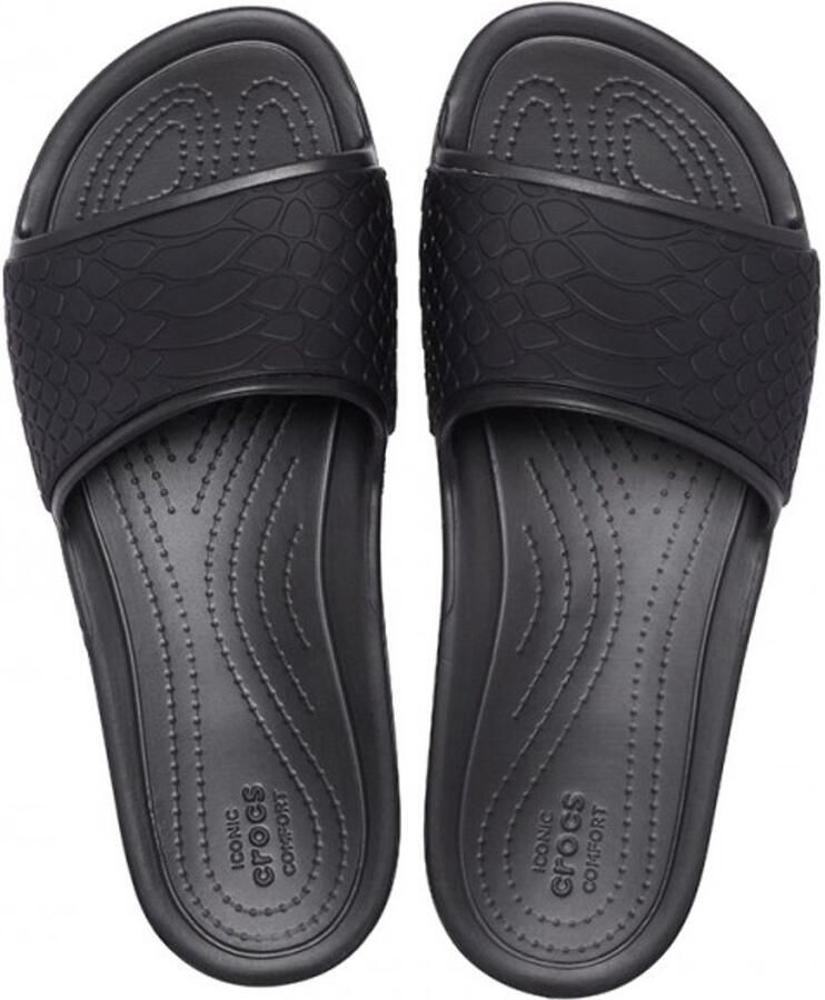 Crocs Sloane Snake Low Slide Zwart