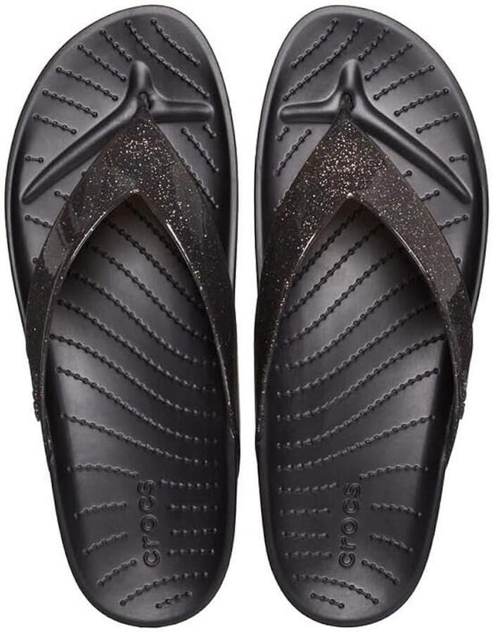 Crocs Splash Glitter Teenslippers Zwart