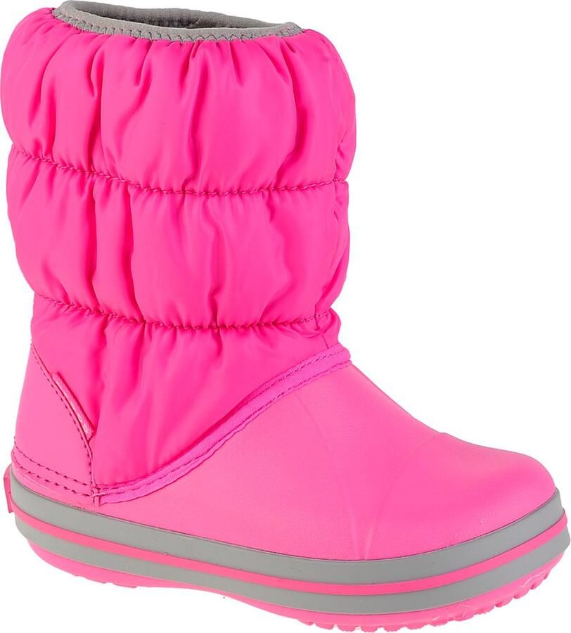 Crocs Winter Puff Boot Kids Regenlaarzen Electric Pink Nylon Bovenkant Croslite Zool