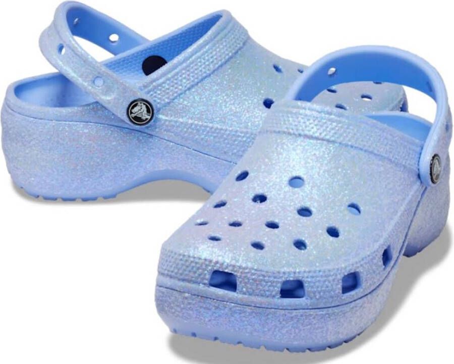 Crocs Dames Classic Platform Glitter Clog Moon Jelly PAARS Schoenen.nl