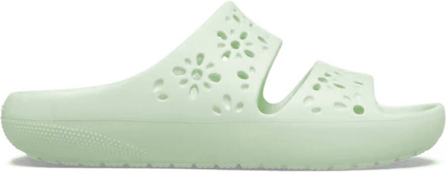 Crocs Dames Slipper Classic Floral Cut Out Sandaal Jade Tint GROEN