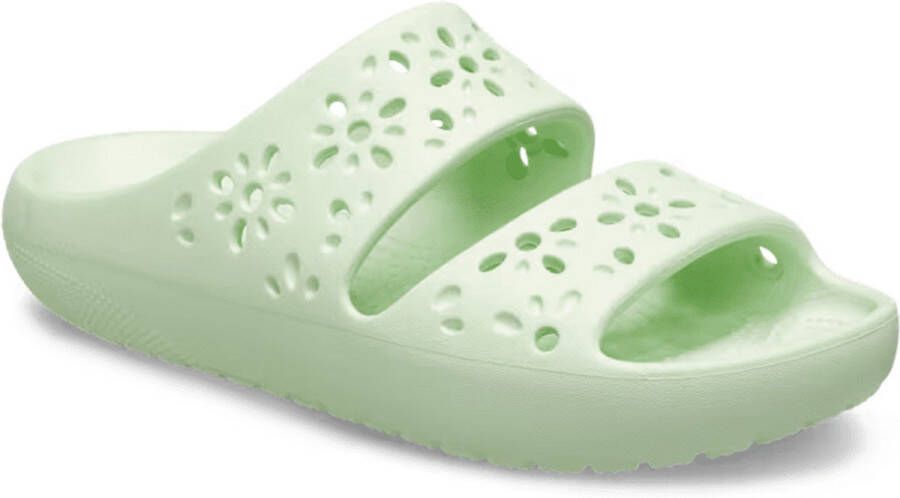 Crocs Dames Slipper Classic Floral Cut Out Sandaal Jade Tint GROEN