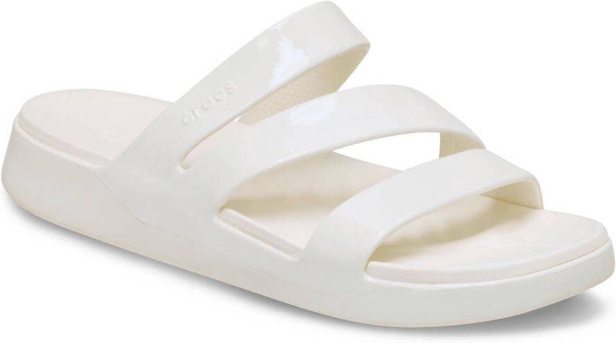 Crocs Getaway Patent Strappy Slippers Wit Vrouw