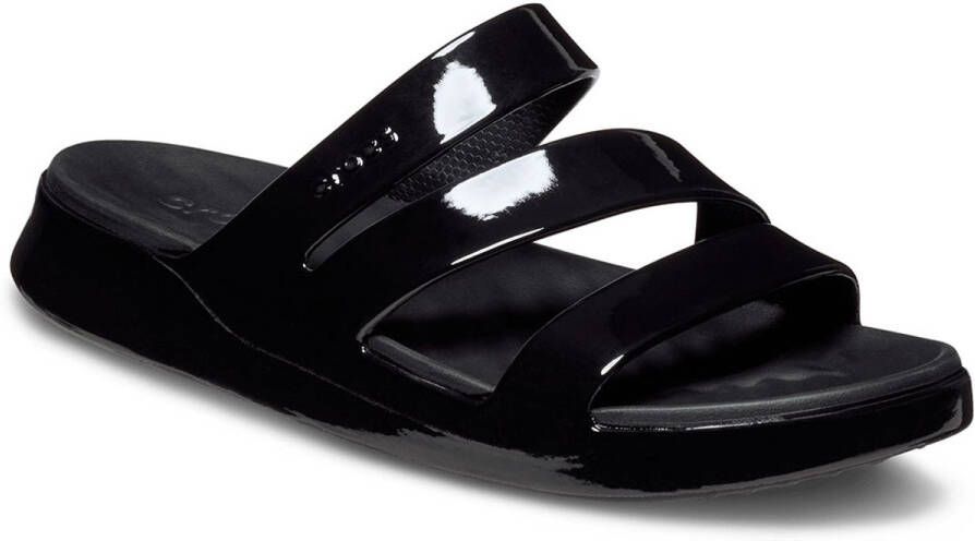 Crocs Getaway Patent Strappy Slippers Zwart Vrouw