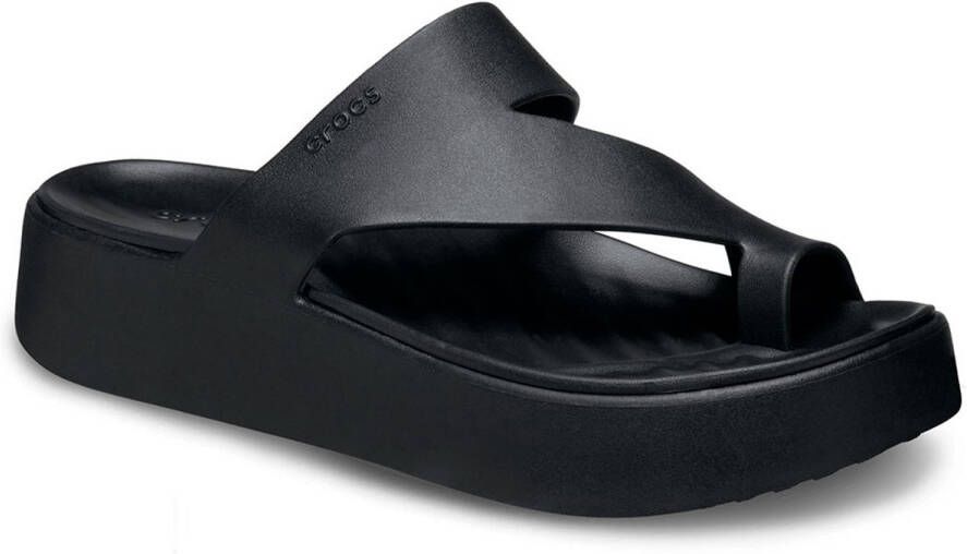 Crocs Getaway Platform Toe Loop Slippers Zwart Vrouw