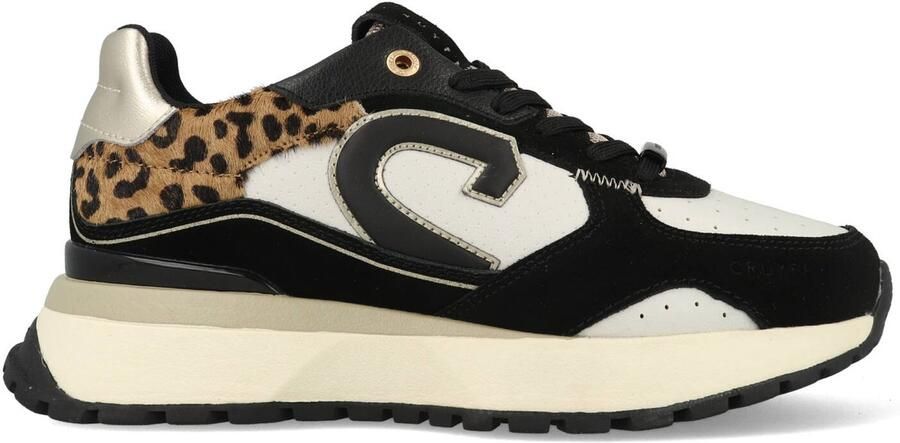 Cruyff Hyde Runner black beige leopard Zwart Leerlook Lage sneakers Dames