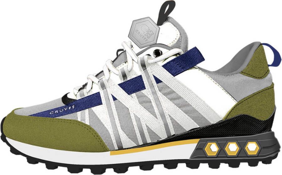 Cruyff Fearia Hex Micro Ripstop Suede Lt. Grey Lawn Green Sneakers Wit Heren - Foto 4