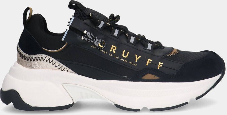 Cruyff June Sidezip 960 Black Gold dames sneakers