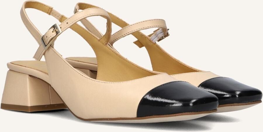 Ctwlk. Elegante Beige Leren Slingback Hakken Beige Dames