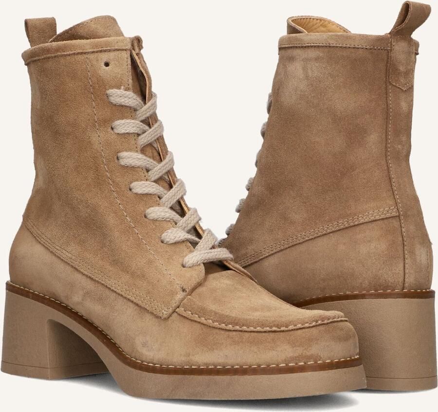Ctwlk. Beige Suède Veterschoenen met Blokhak - Foto 2