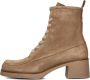 Ctwlk. Beige Suède Veterschoenen met Blokhak - Thumbnail 2