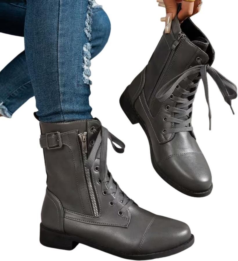Currero Dames Cowboy Laarzen Hoge Hak Enkellaarzen Kniehoge Western Boots Chelsea Grafiet Kl