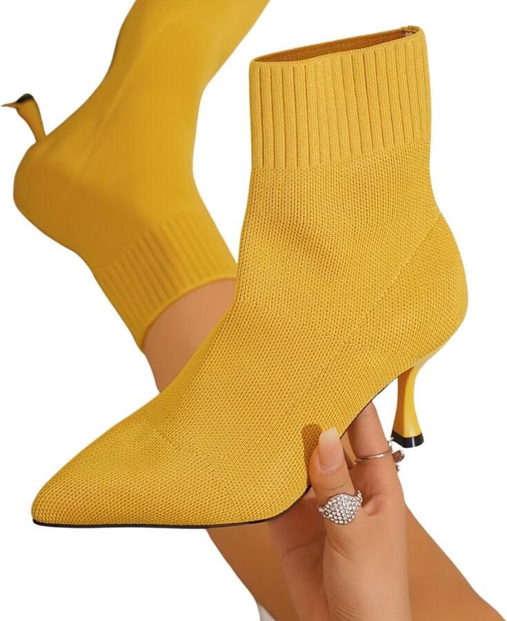 Currero Dames Cowboy Laarzen Hoge Hak Enkellaarzen Kniehoge Western Boots Chelsea Kurkuma