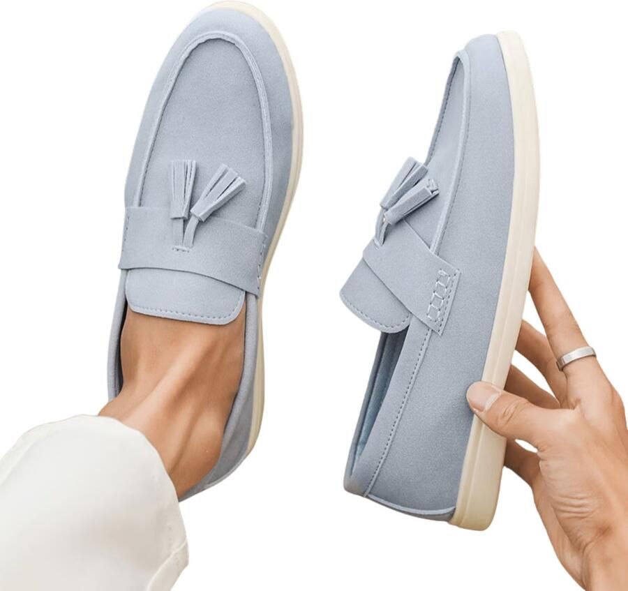 Currero Loafers Heren Met Hak Herenschoenen Instappers Schoenen Hemelsblauw