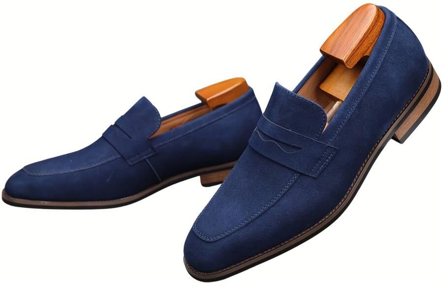 Currero Loafers Heren Met Hak Herenschoenen Instappers Schoenen Koningsblauw